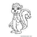 Click for printable cute skunk drawing.
