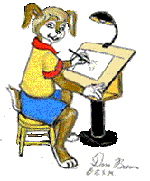 A rabbit working at his drawing table.