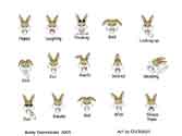 A group of cartoon rabbit expressions.